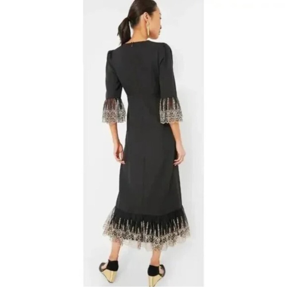Pomander Place Lillith Black Maxi Dress M NWT Gold Lace Formal Gala - Picture 3 of 12